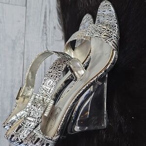 Vintage BABY PHAT Haley Wedge Croc Metallic Heels Sz 9